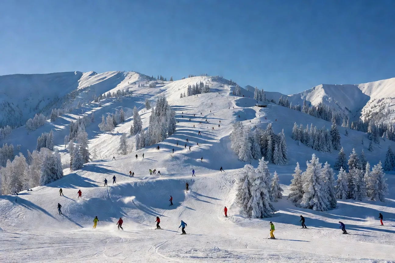 Piste de ski dans les Carpates ukrainiennes, station de Bukovel en 2026