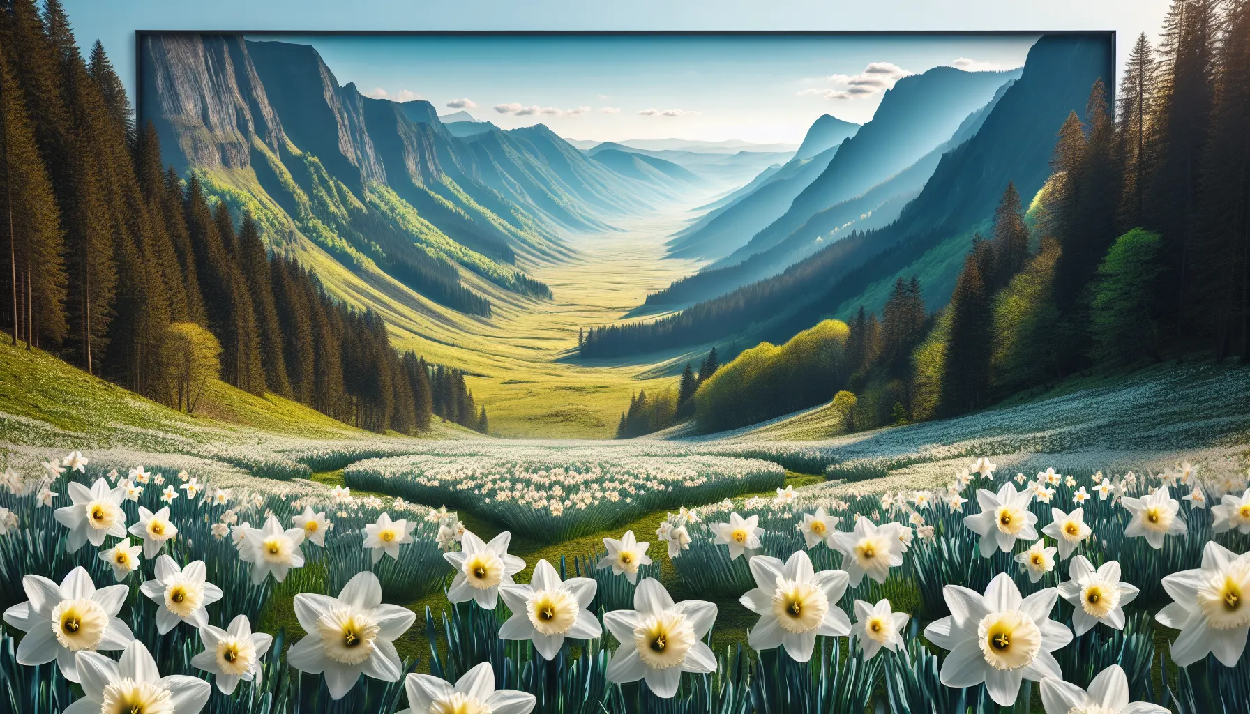 Vall&eacute;e des Narcisses en fleurs dans les Carpates - floraison de mai &agrave; juin